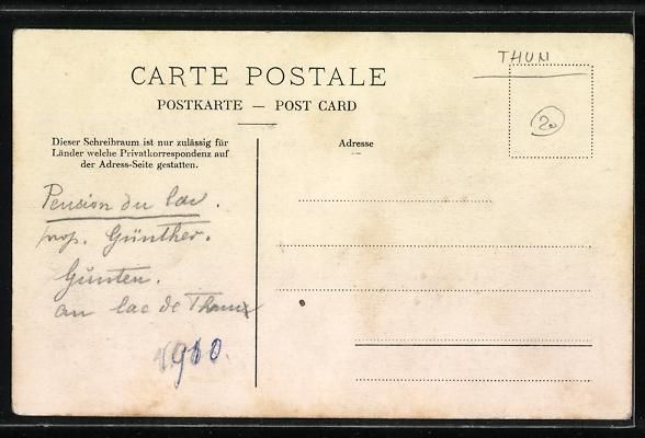 Cartoline postali: Thun, Ortsansicht mit Thuner und Brienze – Usato da Berlin venduto da bartko-reher 1
