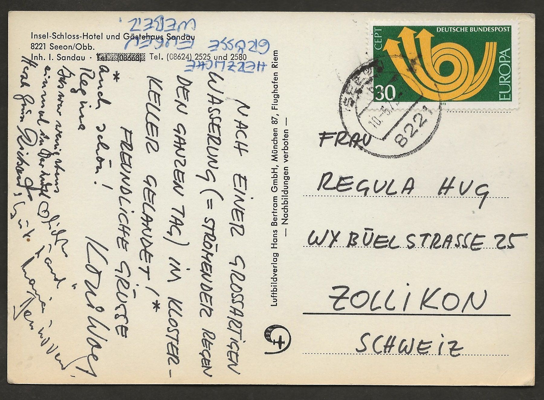 Alle Briefmarken: Ballon 1973 Deutschland Luftpost – Gebraucht aus Au ZH von xelagreb01