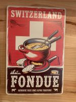 Plaque métal émaillée "Fondue" - Déco chalet d'hiver!