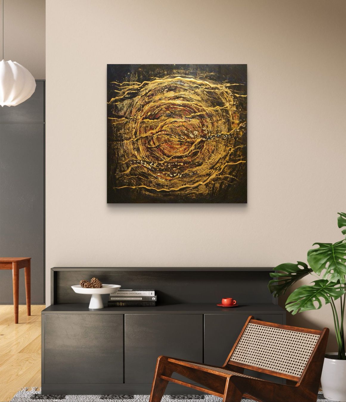 Dipinti: Acrylbild Abstrakt mit Gold, 80x80 cm – Nuovo e nell'imballaggio originale da Beinwil am See venduto da Superchance 4