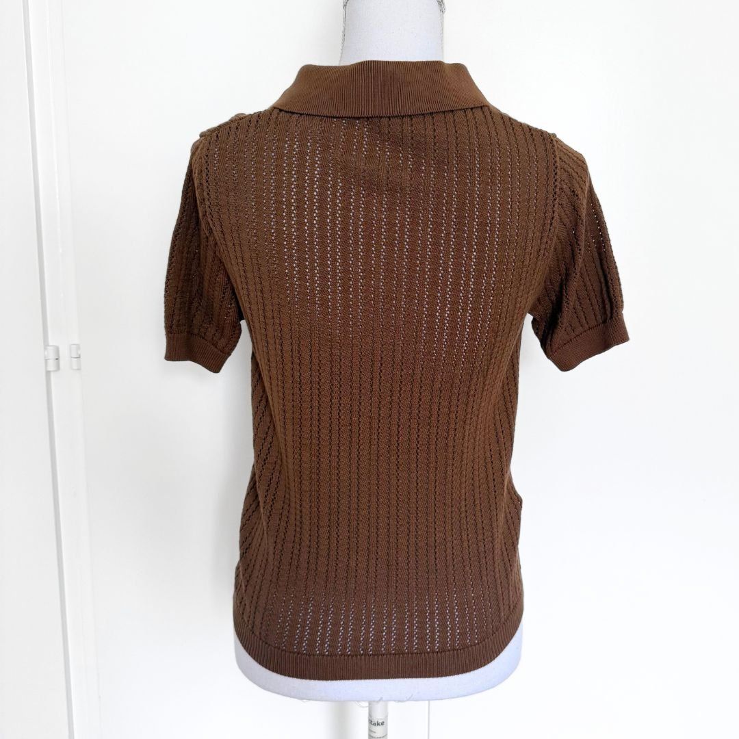 Mango Top: MANGO Pull Marron Manches Courtes 100% Coton - Taille S – Nuovo (secondo la descrizione) da Vevey venduto da secondlifevevey 1