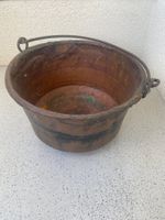 Antiker Kupferkessel mit Henkel gebrauchter Zustand, 38 cm