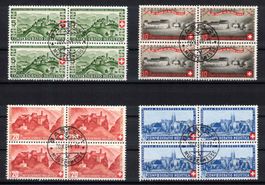 1944 Pro Patria Serie im 4er-Block Nr. B22-B25, Letzttag-ʘ