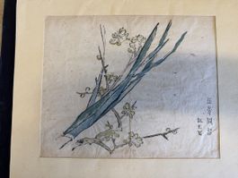 Asiatisches Tuschebild Blumen Motiv auf Papier 