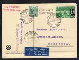 R1687 / Carte postale bureau-poste-automobile poste aérienne