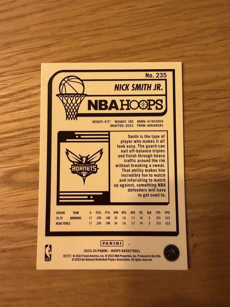 Nba Sammelbilder & Trading cards: Nick Smith Jr. Hoops Rookie Card – Neu (gemäss Beschreibung) aus Sempach von soj_rk95 1