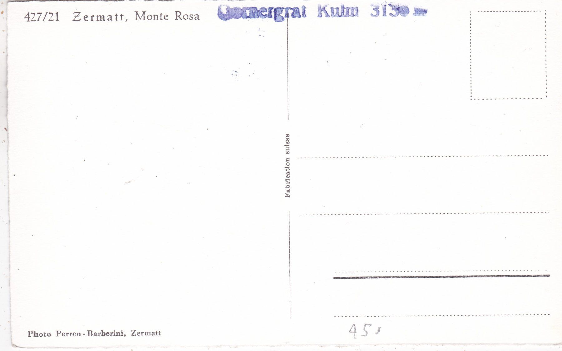 Ansichtskarten: Zermatt Monte Rosa – Gebraucht aus Herisau von Lisegrat2008 1