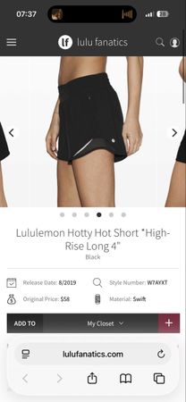 Lululemon Hotty Hot Short 4" Schwarz Gr. 12