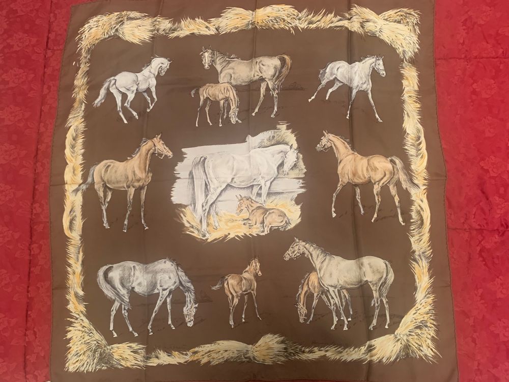 Foulard Hermès "Les Biches" De Xavier De Poret - Soie 100% - Vintage 1957 - Très Bon état