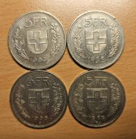 4x5 CHF Münzen 1985 1986 1988 1989 sehr guter Zustand