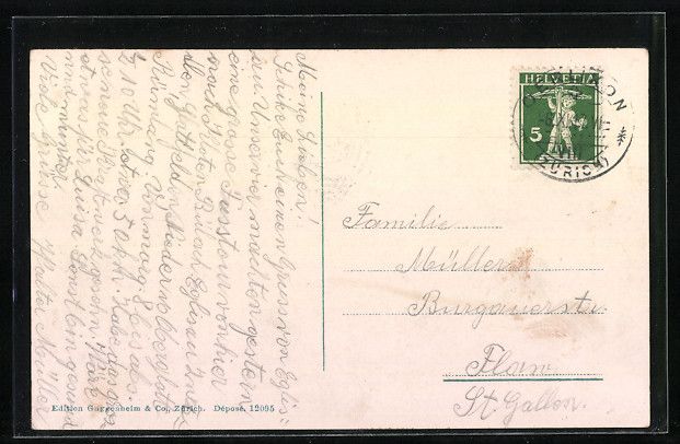 Cartoline postali: AK Eglisau, Panorama mit Viadukt, 1917 – Usato da Berlin venduto da bartko-reher 1