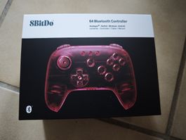 8BitDo 64 Bluetooth Controller rot transparent neu