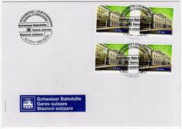 FDC 2016 Bahnhof Brig Dauermarke mit Zwischensteg aus MH