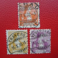1908: Nr.104-106 (Serie mit Vollstempeln) Saubere Qualität!
