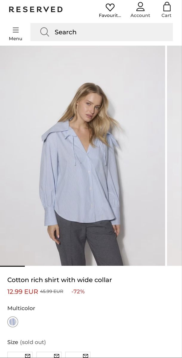 Blusen: Reserved cotton shirt with wide collar – Gebraucht aus Brugg AG von Winter789