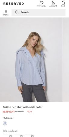 Reserved cotton shirt with wide collar