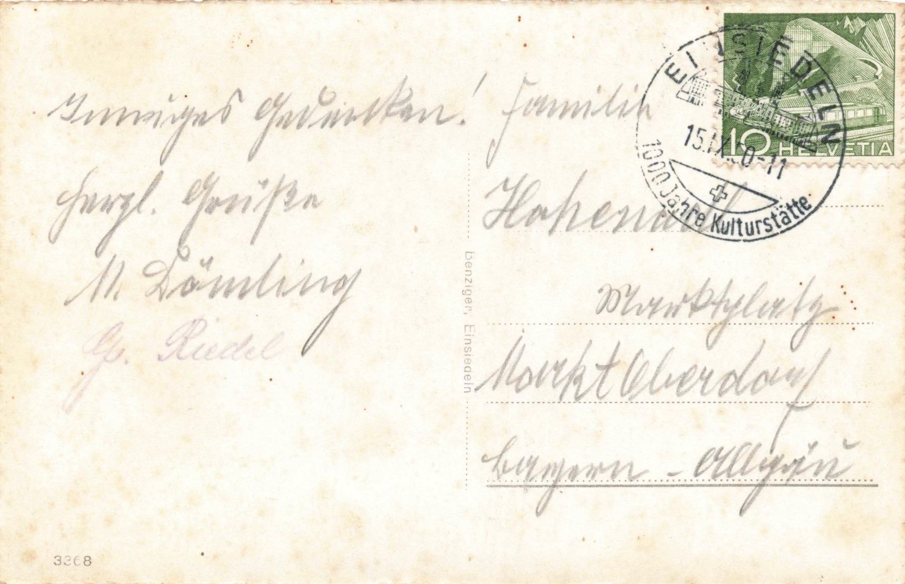 Cartoline postali: Einsiedeln Kloster – Usato da Biasca venduto da Blenio71 1