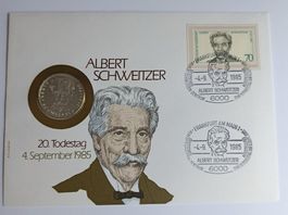 Numisbrief Albert Schweizer mit 5 DM-Silbermünze ab 1 Fr.!