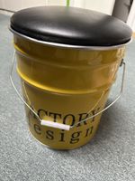 Hocker Factory Design Metall gelb mit Deckel schwarz