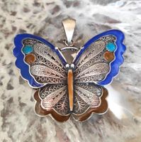 ALTER CLOISONNE ANHÄNGER ST. SILBER.925° MP 6,7 G.