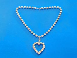 Herzkette mit Glassteinen, Modeschmuck