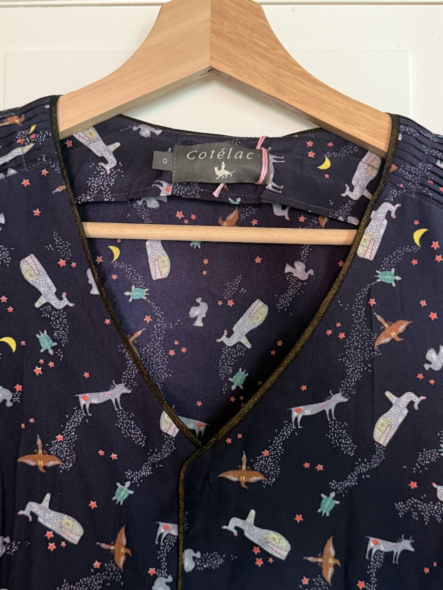 Camicette: Cotelac Blouse Size 0 Celestial Print Long Sleeve Top – Nuovo (secondo la descrizione) da Genève venduto da jud_xrl8 1