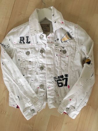 RALPH LAUREN KINDER JEANS JACKE-NEU-WEISS-GR.128