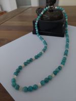 Collier aus Amazoniten türkisfarben und weissen Achaten