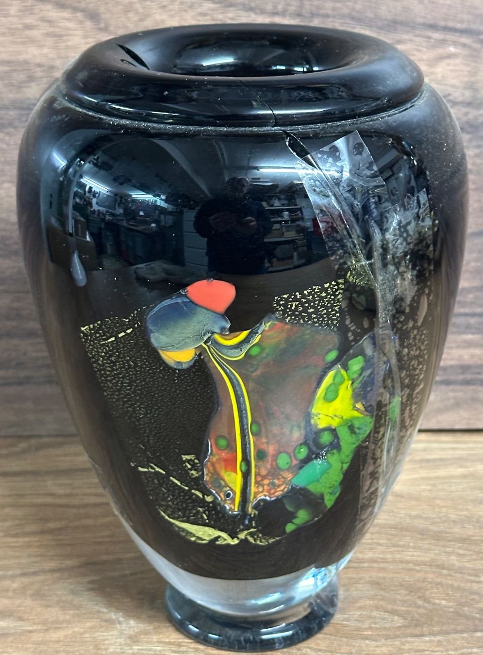 Vasi & Recipienti: Schwarze Glasvase mit Farbdekor – Difettoso da Nussbaumen AG venduto da olitech5415 1