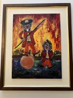 Ölgemälde Clowns signiert, gerahmt, ca. 43x54cm