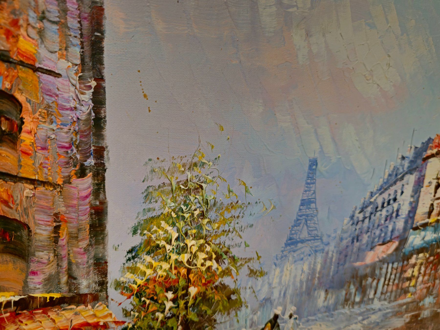 Gemälde: Vintage Paris-Ölbild, Eiffelturm im Impressionismus, gerahmt – Gebraucht aus Bern von Djenestra 4