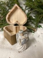 Holz Truhe Herz mit Engel Porzellan