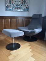 Sessel mit Hocker grau drehbar guter Zustand