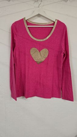 Pinkes Longshirt - M - Gold-Herz & Metallic-Akzenten 9️⃣