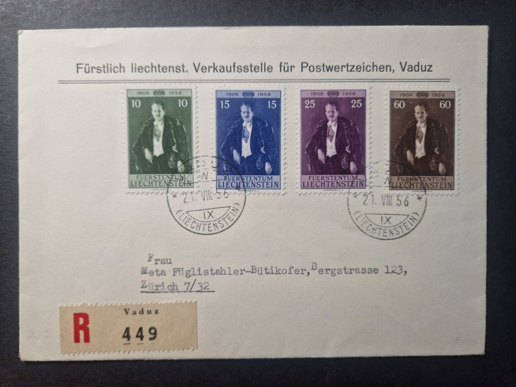 Alle Briefmarken: Liechtenstein  FDC  292 - 295 – Gebraucht aus Bouveret von hckoala