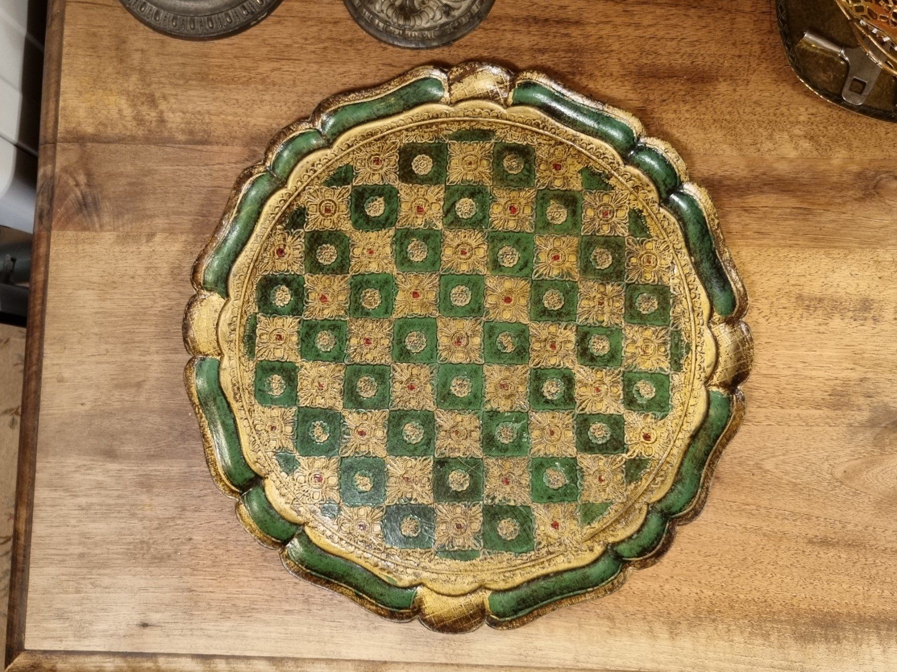 Piatti di portata: Vintage Florentiner Tablett Made in Italy rund – Usato da Scharnachtal venduto da devin03