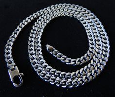 Rhodinierte Silber 925 Panzer Halskette 45 cm / 4 mm