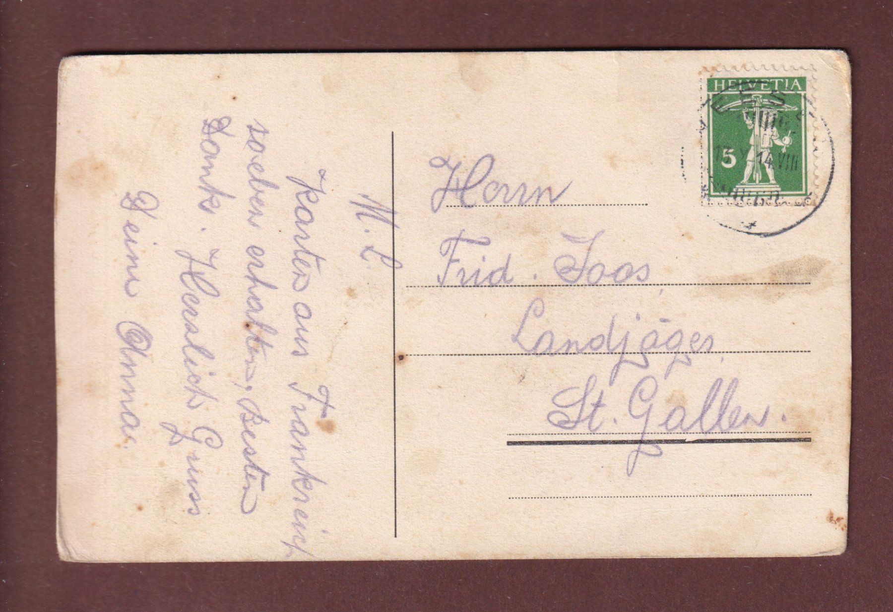 Cartoline postali: AMDEN - Leistkamm - 1914 – Usato da Pully venduto da nicecards-shop 1