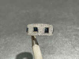 Damenring 18k Weißgold Saphire Diamant