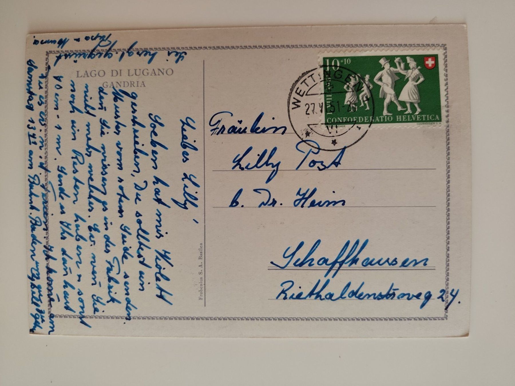 Ansichtskarten: Dampfschiff Gandria dat. 1951 – Gebraucht aus Ohmstal von Lebensfreude05 1