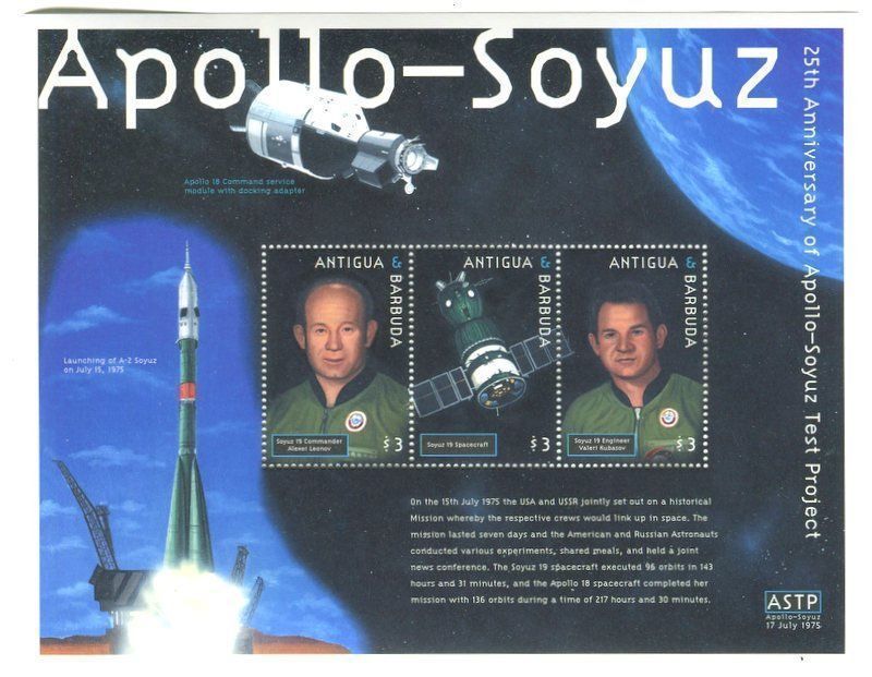 Alle Briefmarken: Block "Apollo-Sojus" Antigua und Barbuda – Neu und originalverpackt aus Basel von Butsch5