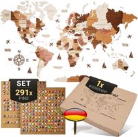 Wanddeko 3D Weltkarte Holz Deutsch Pins Werkzeuglose jede