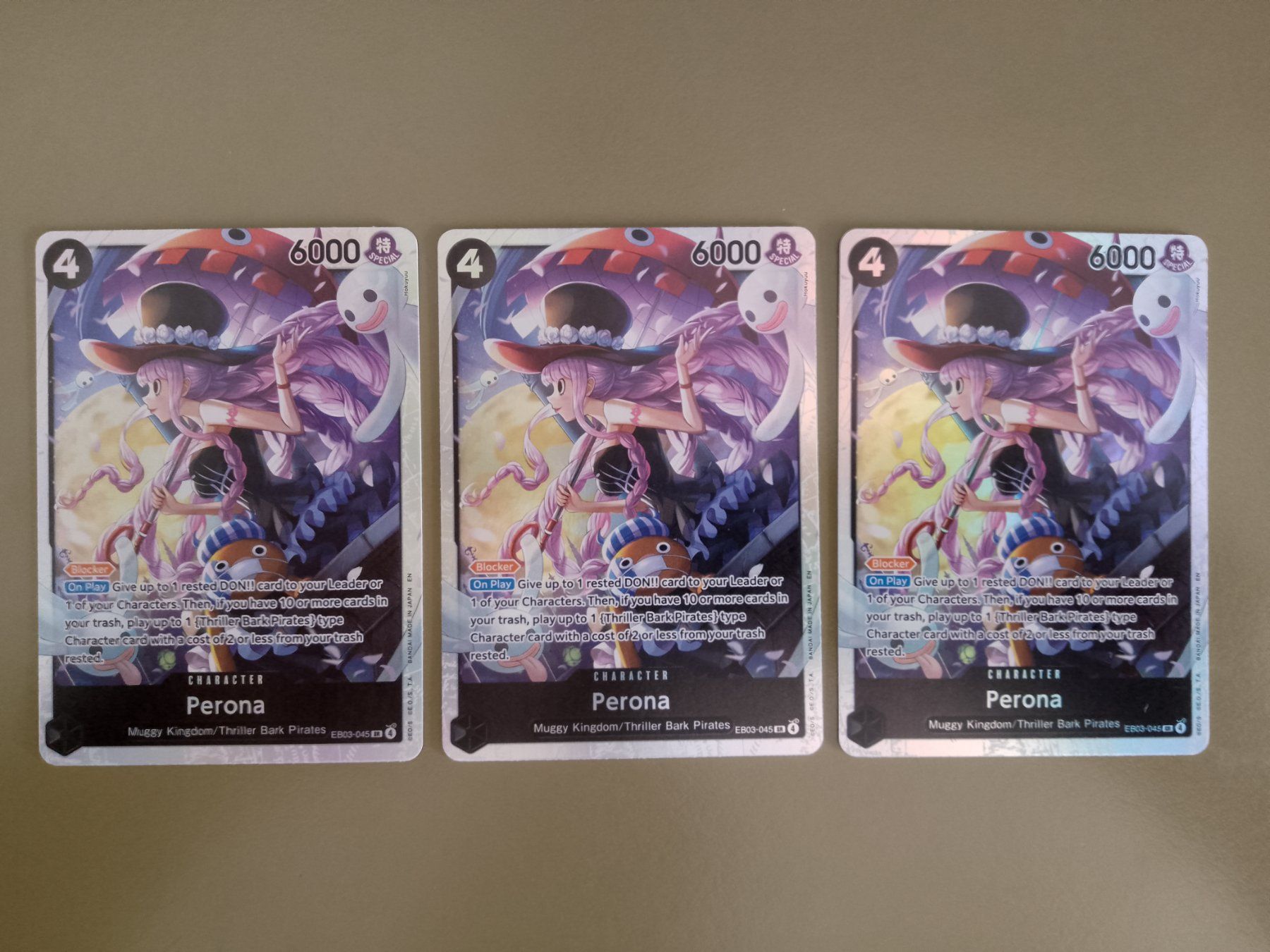 Bandai Carte collezionabili: One Piece 3x Perona EB03-045 SR – Nuovo (secondo la descrizione) da Jona venduto da Stack