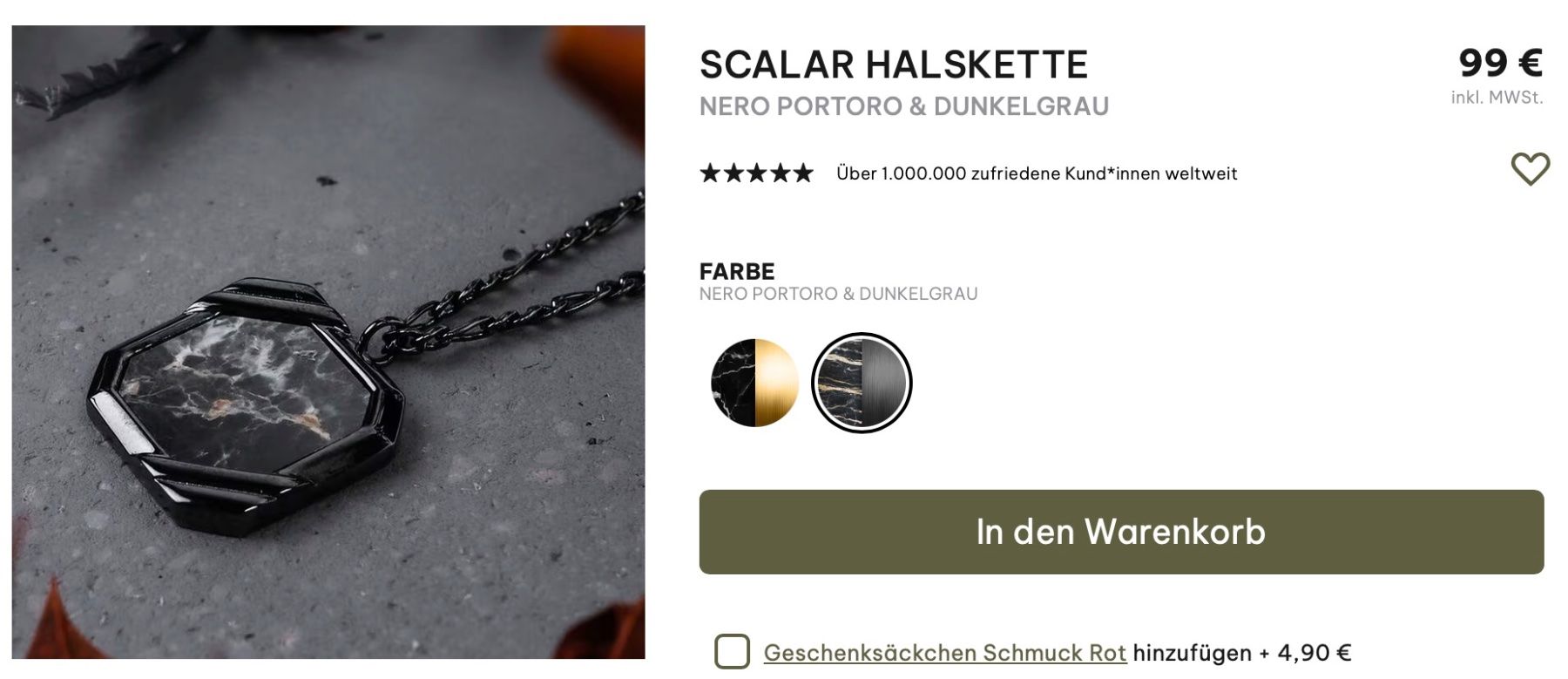 Catenine: SCALAR HALSKETTE NERO PORTORO & DUNKELGRAU – Usato da Winterthur venduto da agu_r67n