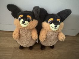 zwei Murpfi Kuscheltiere, Maskottchen Migros Zürich