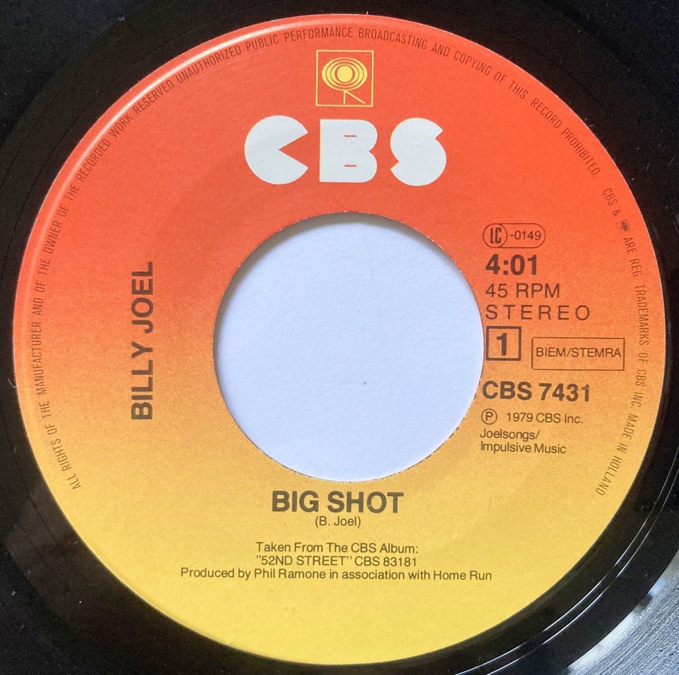 Schallplatten: BILLY JOEL - BIG SHOT – Gebraucht aus Bottens von hotter-than-hell 2
