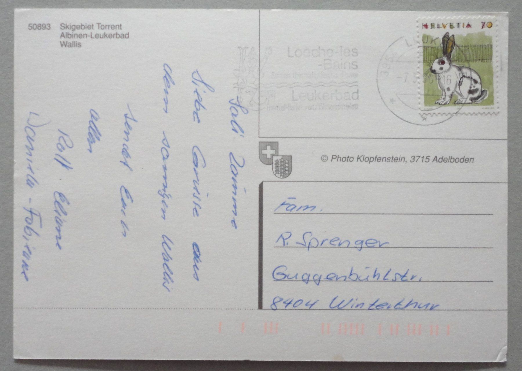 Cartoline postali: Sligebiet Torrent, Albinen-Leukerbad – Usato da Fétigny venduto da Billy2miny 1