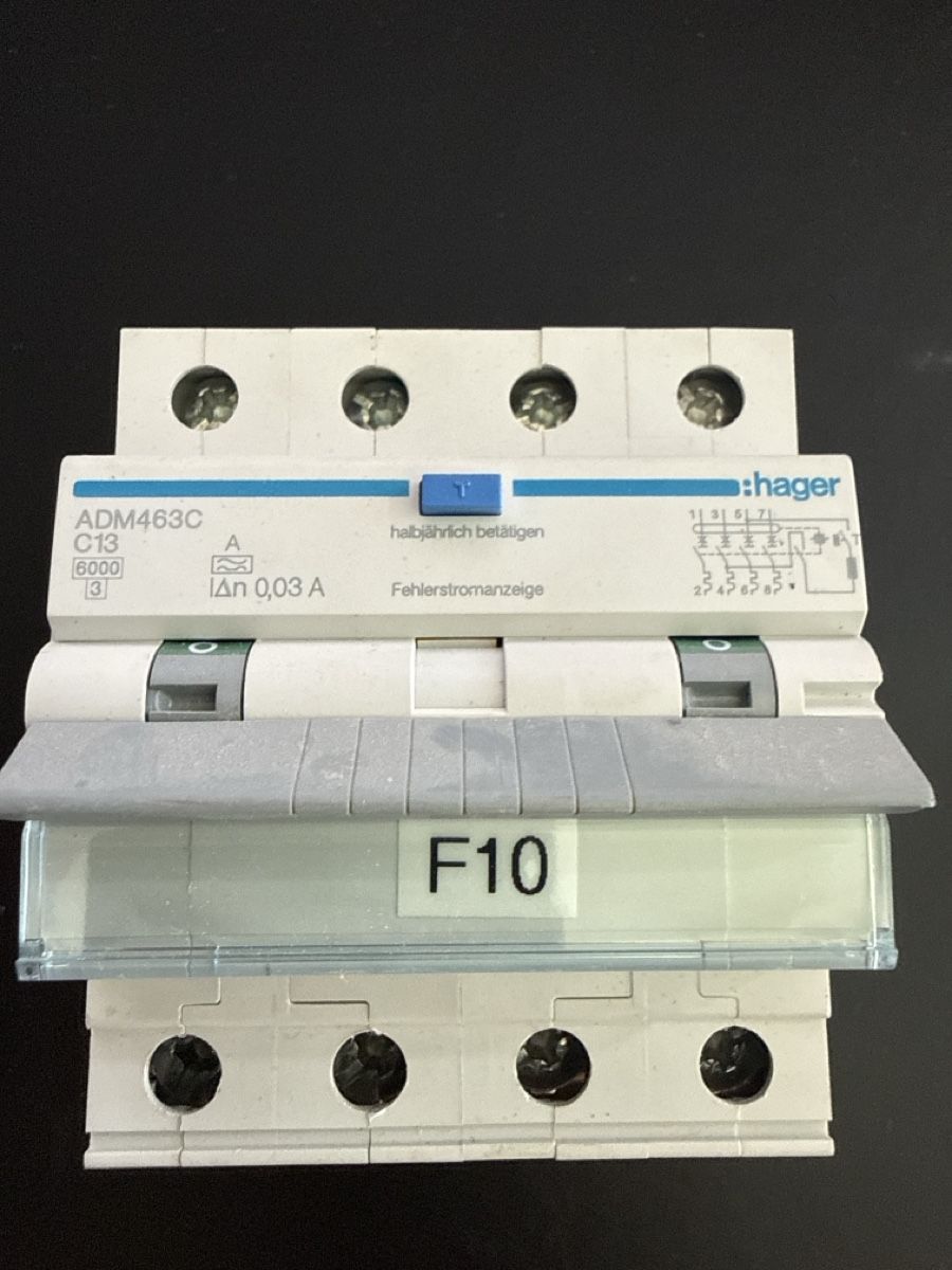 Hager Alimentazione elettrica: Hager Fehlerstromschutzschalter ADM463C C13 0.03A – Usato da Frick venduto da Rockford