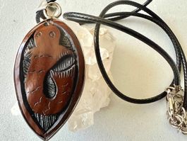 Vintage XL Anhänger handgeschnitztes Relief in Silber Unikat
