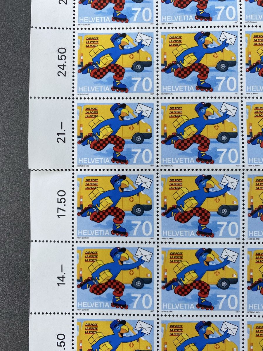 Alle Briefmarken: Briefmarkenbogen GLOBI BEI DER POST (1997) 50x -.70 – Neu (gemäss Beschreibung) aus Dietlikon von Sa_Biene 1